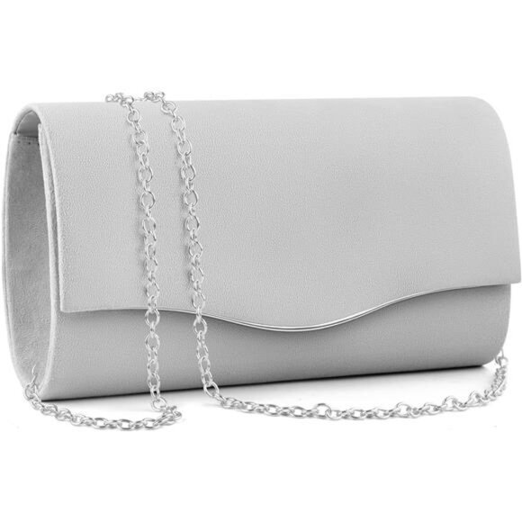 Formal Bags Suede Shoulder Envelope Handbags Grey - Picture 1 of 7